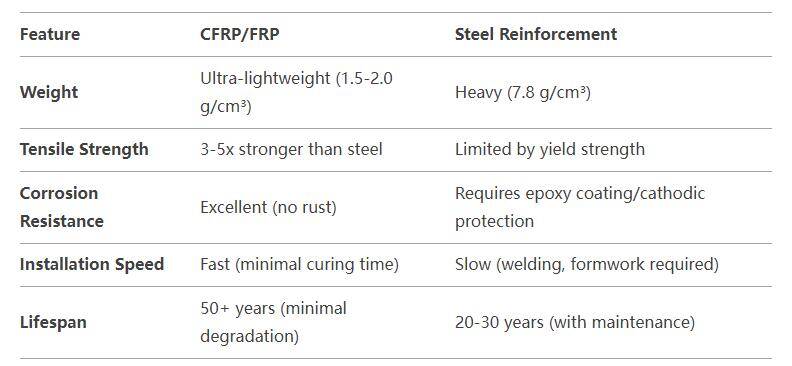 Comparing CFRP vs. Traditional Reinforcement